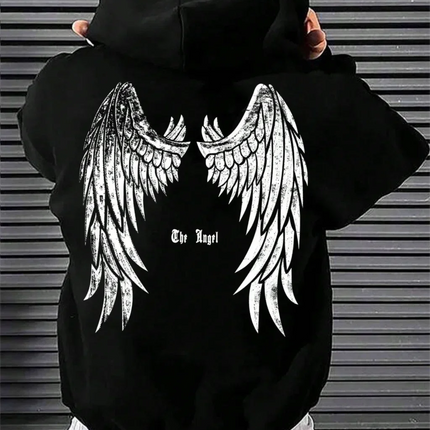 Autumn and winter new fashion wing print hoodie men's sweatshirt street high quality autumn and winter casual outdoor sports top