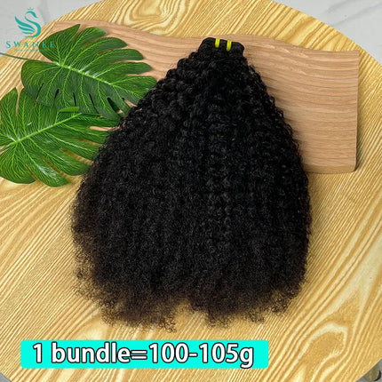 4C Afro Kinky Curly Raw Virgin 100% Human Hair Bundles Double Weft #1B Natural Black Soft Human Hair Weave Bundle Hair 1/3/4PCS