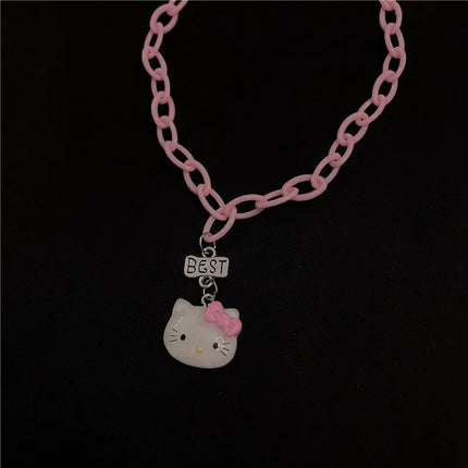 Lolita Girls Cute Cartoon Heart Print Bell Necklace Adjustable Collars JK Uniform Kawaii Chokers Women Punk Torques Jewelry Gift