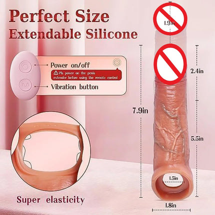 Vibrator for Men Penis Enlargement Sleeve Cock Header Enlargement Extension Enhancement Men Silicone Condom Sex Toy