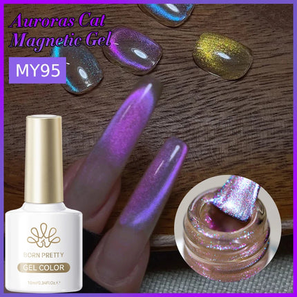 BORN PRETTY 10ml Auroras Glitter Cat Magnetic Gel Nail Polish Jelly Glass Bead Semi Permanent Soak Off UV LED Varnish Manicure