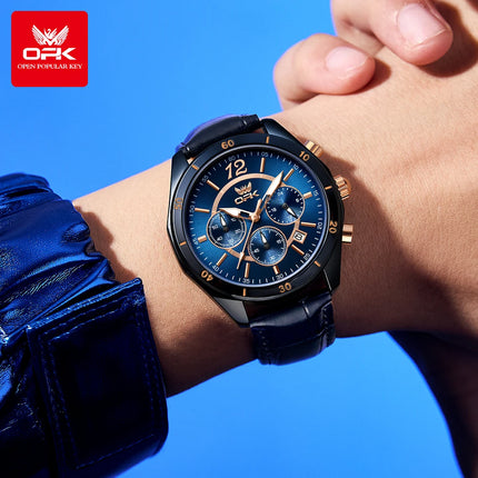 OPK 6066 Man Watch Fashion Original Business Quartz﻿ Wristwatch Waterproof Luminous Week Date Calendar Window Watch For Man
