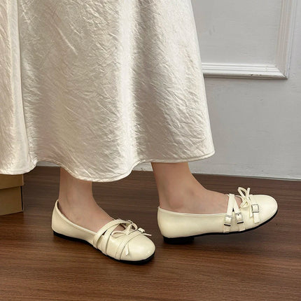 Silver Women Ballet Flats Comfortable Round Toe Shallow Shoes 2026 New Spring Autumn Vintage Ladies Dress Mary Jane Shoes
