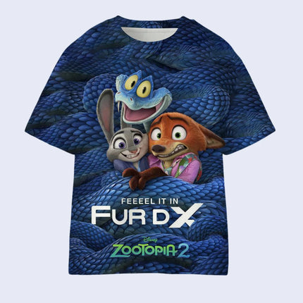 Zootopia 2 Collection Kids Short Sleeve T-Shirt, Judy  Nick Fox Cartoon Print, Breathable and Comfortable Summer Autumn Top
