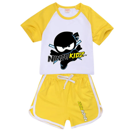 Ninja Kidz Kids Clothes Cotton Sport Tracksuits T-shirts Sweatshirt Suit Cartoon Pattern Set Teenager Baby Boys Girls Clothing