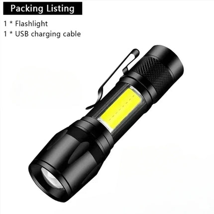 High Strong Power Led Flashlights 2000LM Tactical USB Charging Camping Emergency Fishing Zoom Lantern Torch with Display Light