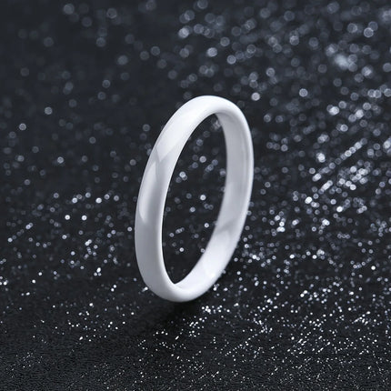 3mm Thin Stackable Ceramic Ring Women Minimalist Plain Wedding Band Black White Pink Green Promise Pinky Ring Hypoallergenic