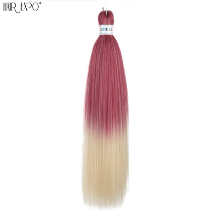 26Inch Easy Braids Hair Synthetic Colourful Pre Stretched Braiding Hair Extensions Jumbo Braids Ombre Yaki Long Straight Hair