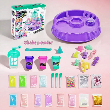 IY Crystal Slime Shaker Cup Set Magical Slime Shaker Powder Fluffy Slime Kit Handmade Educational Stress Relief Toy Princess Sty