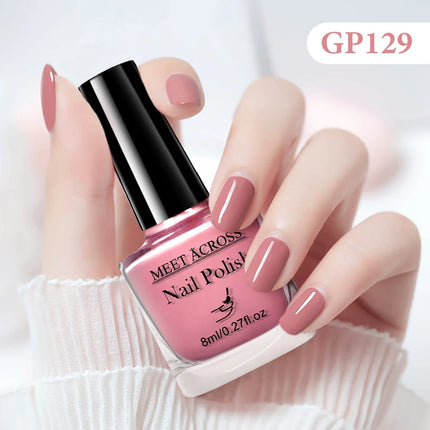 MEET ACROSS 8ml Glass Bottle Water-Based Peel Off Nail Polish Spring Summer Colorful Glitter Nail Art Varnish No Need Lamp