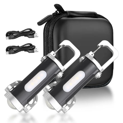Rechargeable Pocket COB Working Light Portable Keychain Handheld Flashlights Outdoor Hook Emergency for Camping Walking Hiking