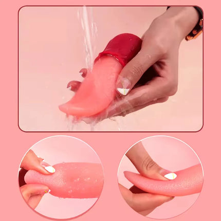 Realistic Red Tongue Licking Vibrator Silicone Thrusters 10 Modes Clitoris G-Dots Vagina Anus Stimulation Couple Happy Sex Toy