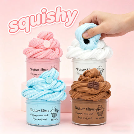 70ml Chocolate Cookies Butter Scented Slime Kit - Soft Fluffy DIY Plasticine Putty for Party Favors Birthday Gift Toy