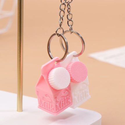 Milk Carton Keychain Pendant Mini Milk Carton Shape Pill Storage Box Portable Container Pendant For Backpack Handbag Keychain