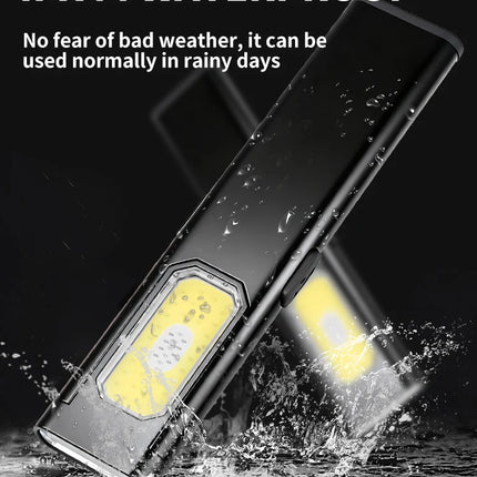 New Portable Aluminum alloy COB LED Flashlight with Magnetic Tail, USB Charging and Clip for Outdoor Work Light Hiking and campi