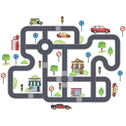 Car Road Signs Wall Stickers Floor Stickers Children's Room Decoration Self Adhesive Cartoon Stickers Wall Art Decals