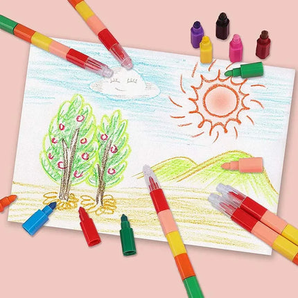 1~12Pcs Rainbow Building Blocks Painting Pens 12Colors Crayon School Office Birthday Party Gift Kindergarten Carnival Gifts TMZ