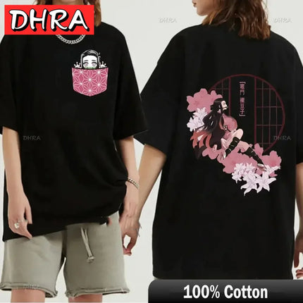 Japanese Anime Demon Slayer Graphic Zenitsu Shinobu T-Shirt Fashion Tanjiro Inosuke Zenitsu Womens T Shirt Men Tees Nezuko Tops