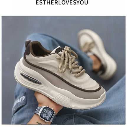 Men's Casual Sports Shoes, Fashionable Thick-Soled Skateboarding Shoes, Trendy and Comfortable Men's Outdoor Shoes