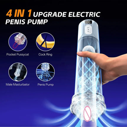 3-Frequency Sucking Penis Pump Inflatable Real Vagina Silicone Inhalation Pump Exercise Glans Male Masturbator Sex Toys For Men