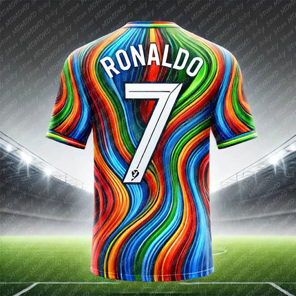 New Arrival Special Design Soccer Tshirt Kid's Special Design Ronaldo No 7 Jerseys Boy Girl Tee Top Adult Kids Football Clothing