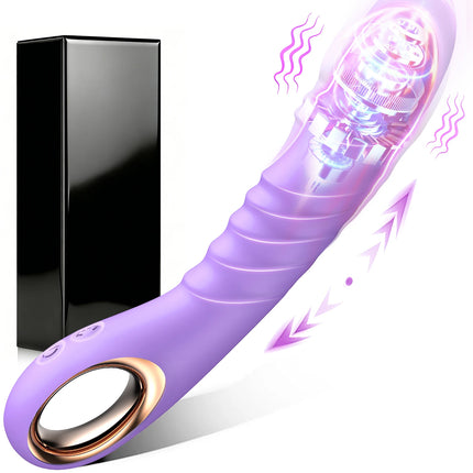 Thrusting Rabbit Vibrator 10 Vibrating Thrusting G Spot Vibrator Anal Dildo with Liquid Silicone Vaginal Massage Adult Sex Toys