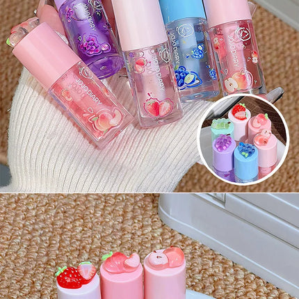 Jojo Diary Fruit Scented Lip Oil: Provides Hydration and Moisturizing, Preventing Chapped Lips and Improving Wrinkles, and Is a Korean-Style Water Gloss Lip Gloss Suitable for Winter Lip Care.