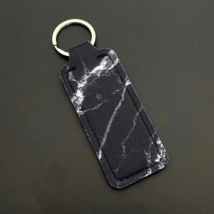 Marble Pattern Custom Keychain Women Personalize Portable Lipstick Case Cover Waterproof Lip Balm Pouch Creative Girlfriend Gift