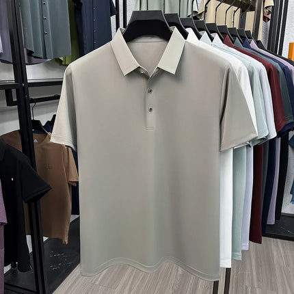 Men's Fashion Mulberry Silk Polo Shirt Soft Silky Touch Fabric Short Sleeve For Business And Daily Use