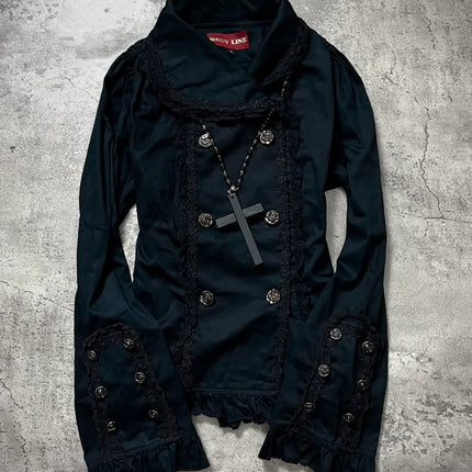 Gothic Girls Dressing Up Slim Fit Dark Series Jackets 2025 Winter French Style Fashionable Popular Cardigan for Women's