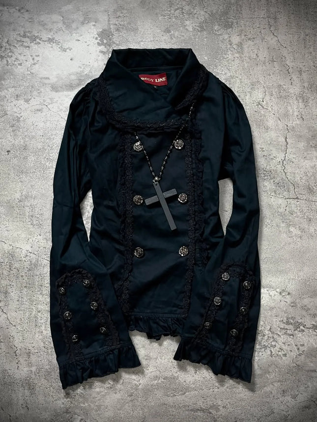 Gothic Girls Dressing Up Slim Fit Dark Series Jackets 2025 Winter French Style Fashionable Popular Cardigan for Women's