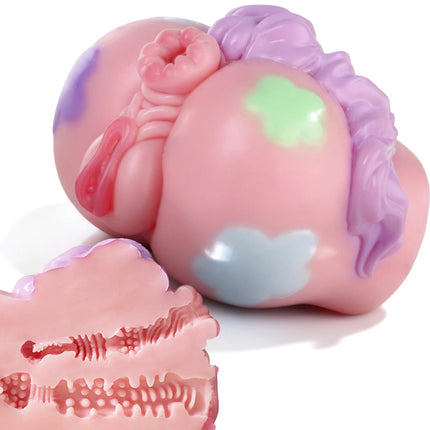 ELKKOST Soft Elastic Silicone Male Masturbator Fantasy Pocket Pussy for Men Textured Massage Channel Stroker 3D Lifelike Butt