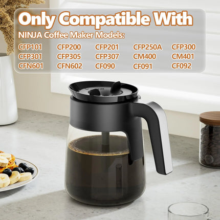 12 Cup Coffee Pot Replacement Compatible for Ninja Coffee Maker Glass Carafe for Ninja with Brew-Through Lid, BPA Free, Dishwash
