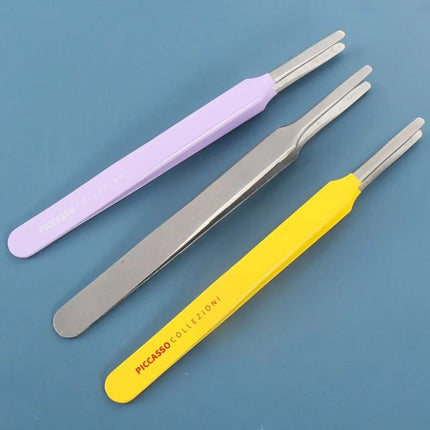 Pince à sourcils multifonctionnelle à bout rond, applicateur de faux cils droits en acier inoxydable, aides à l'extension des cils