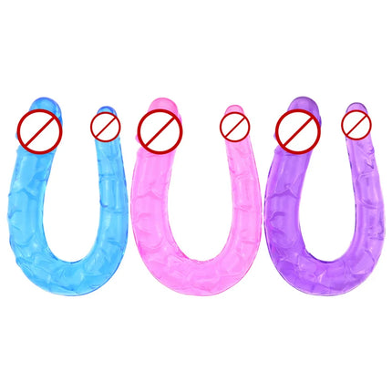 1PC Pink U-Shaped Soft Jelly Double Dildo Vibrating Vibrator for Couples Women Lesbian Gay Masturbator Anal Plug Sexual Toy
