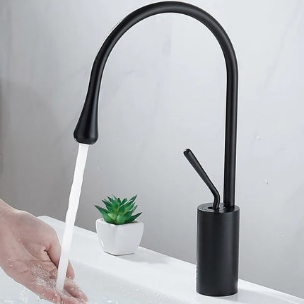 Modern Basin Faucet Brushed Gold Black Silver Faucet Deck Mounted Basin Sink Tap Mixer Hot Cold Brass Tap for Bathroom