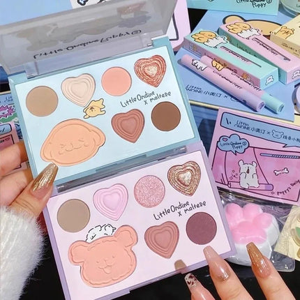 Little Ondine Eye Blush Highlighter Contour Makeup Palette Blusher for Cheeks All-In-One Bronzer Shimmer Cosmetics Sets