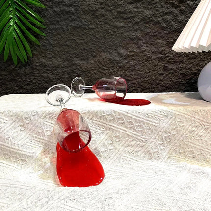 Funny Fake Knocked Over Wine Glass Prank Realistic Novelty Home Bar Decor Hilarious Party Trick April Fools Gift Viral TikTok