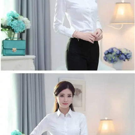 Summer White Short Sleeve Women's Professional Work Shirt Loose Fit Korean Style Plus Size OL Interview Top Button-Up Shirt