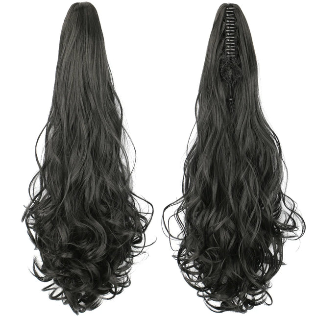 18 Inch Curly Wave Claw Clip In Ponytail Hair Extensions Synthetic Layer Wavy Claw Pony Tail Hairpieces For Women Daily Use