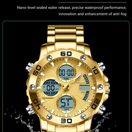 POEDAGAR Functional Men's Quartz Wristwatch Electronic LED Alarm Dual Display Male Clock Waterproof Sports Watches For Men Reloj