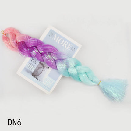 Sparkle Shiny Braiding Hair Pre Stretched Kanekalon Tinsel Crochet Hair Extensions For Girls Dazzles Women Hippie Synthetic