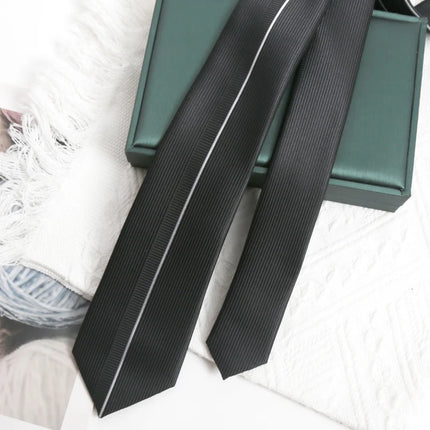 Black Luxury Stripe Tie Handmade High Quality Necktie Skinny 6cm Ties for Men Women  Cravat Business Party Corbatas Accessories