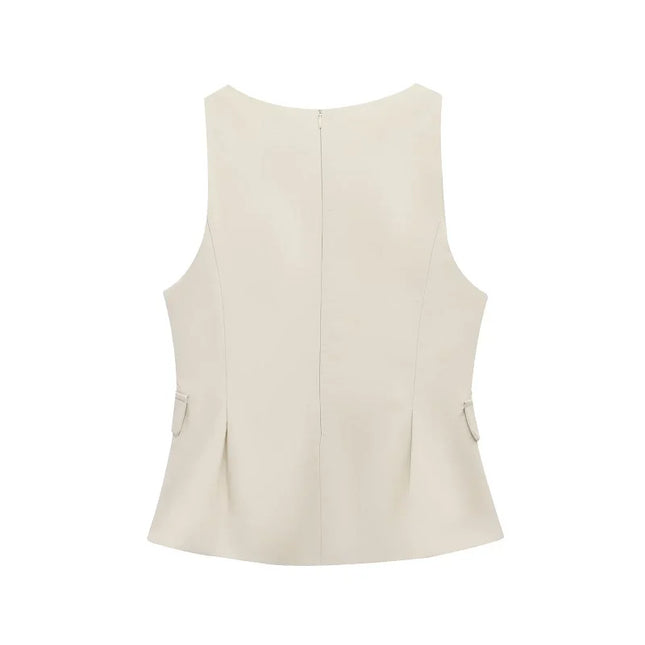 HXAO Women's Spring Elegant Vest Tops 2025 Summer Y2k Tank Tops Ladies Fashion Casual Sleeveless Office Beige Tops For Female