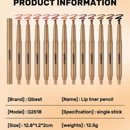 With Silicone Brush Lip Liner Pen Double-head Automatic Silky Soft Coffee Brown Smudging Full Lip Shape Outline Contour Makeup