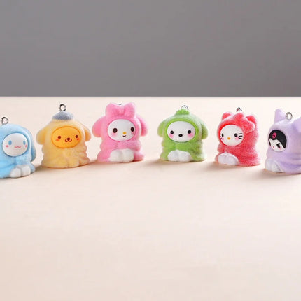 6/60PCS Cute Plush Keychain Pendant Resin Doll Bag Hanging Jewelry DIY Jewelry Accessories