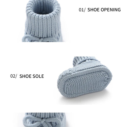 Baby Booties Knitted 0-12m Soft Soled Anti-Slip Newborn Boys Girls First Walkers Shoes Infant Toddler Unisex Sock Boot Kids Crib