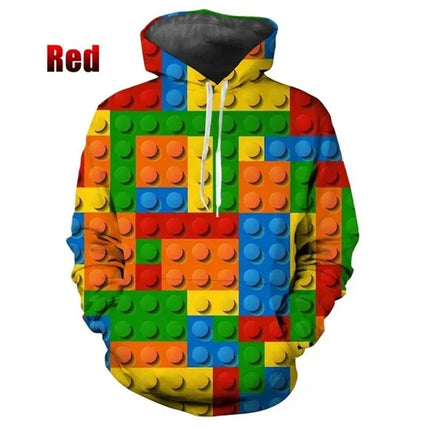 Funny Building Blocks Graphic Hoodie For Men Women 3D Printing Pullovers Oversized Men Hoodies Fashion Casual Sweatshirts Hoody