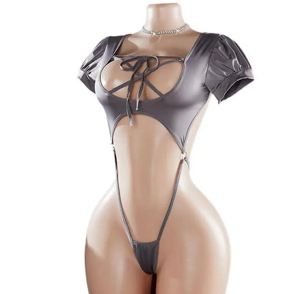 Sexy One-piece  Hot Hollow Open Bra Baby Doll Cosplay Bodysuit Sexy Women's Sex Clothes Crotchless Exposed Navel Erotic Costumes
