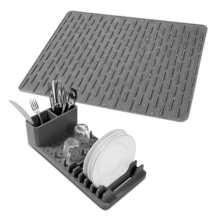 Foldable Non-slip Dish Drying Mat Multipurpose Silicone Tableware Drying Rack Storage Holder Anti-scald Coaster Kitchen Utensils
